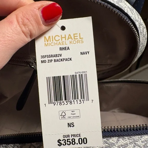 NWT Michael Kors Navy and Gray Backpack - Picture 5 of 6